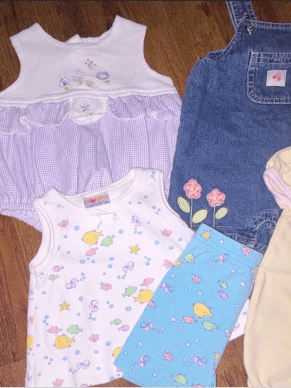 Vintage/Y2K Mixed Baby Girls Summer Outfit Bundle - Pastel Yellow, Denim, Floral - Picture 2 of 3